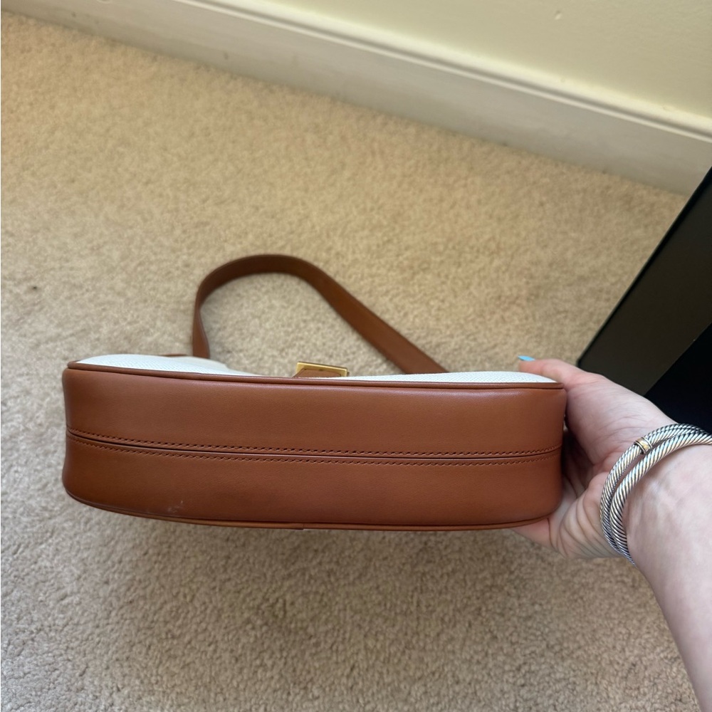 Saint Laurent Cream Canvas Shoulder Hobo with Brown Leather Trim Full Set - Picture 4 of 6